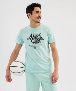 Tee-shirt manches courtes avec inscription graffiti homme